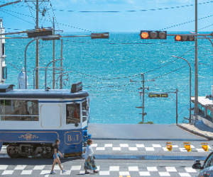 Haeundae Blue Line Park beach train by the sea